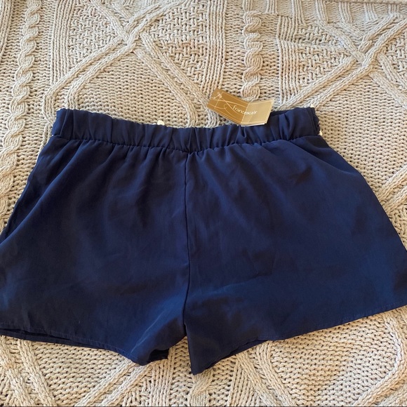 Navy Scallop Tie Shorts - Picture 3 of 4